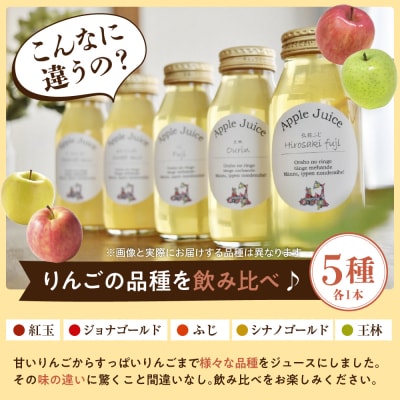 りんごジュース 詰め合わせ 180ml×5種 飲み比べ セット 100% ストレート 5本 ふじ 他