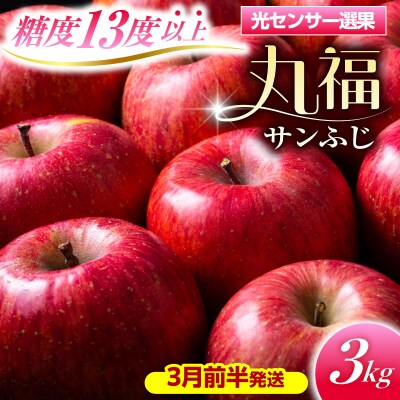 【3月前半発送】 りんご 約3kg 丸福 サンふじ 光センサー選果 糖度13度以上 青森