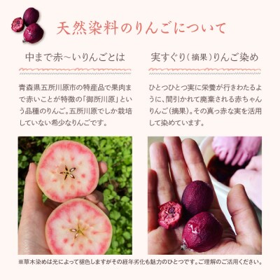 ストール リネン グレーパープル地 こぎん刺し 中まで赤～いりんご摘果染めこぎん刺しストール