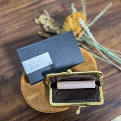こぎん刺し 印鑑ケース ピンク 摘果染めこぎん糸(薄桃) 青森 五所川原 りんご染