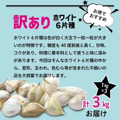 【先行受付】【11月発送】【訳あり】青森県産にんにく3kg(1kg×3)