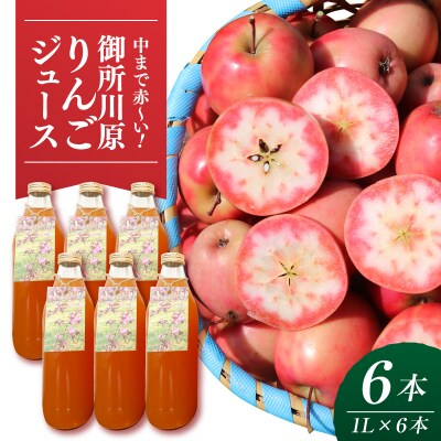 御所川原 りんごジュース (1L×6本) / 果汁100% 果肉まで赤～いりんご「御所川原」使用