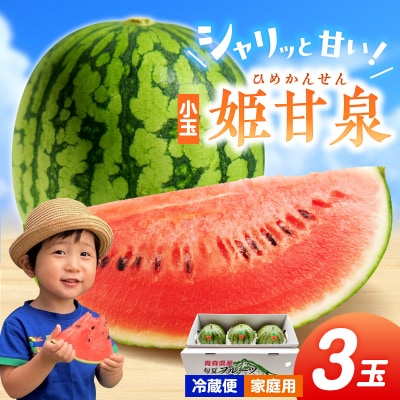 【先行受付】 小玉すいか 3玉 姫甘泉 (2kg前後×3) 西瓜 スイカ 家庭用 青森県五所川原市