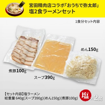 宮田精肉店コラボ「おうちで弥太郎」醤油2食、塩2食ラーメンセット!