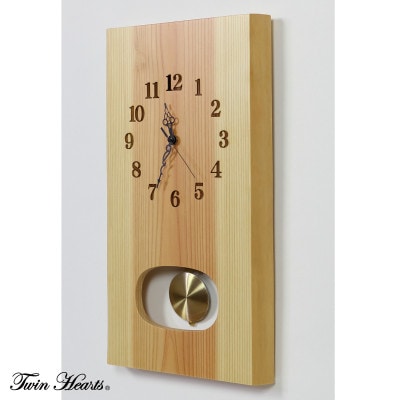 木製 電波時計 杉(すぎ)無垢板  振子[46cmサイズ]