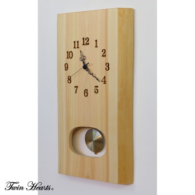 木製 電波時計 桧(ひのき)無垢板  振子[46cmサイズ]