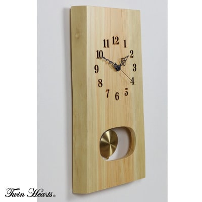 木製 電波時計 桧(ひのき)無垢板 振子　[43cmサイズ]