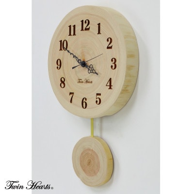 木製 電波時計 桧(ひのき)年輪木振子　[26cmサイズ]