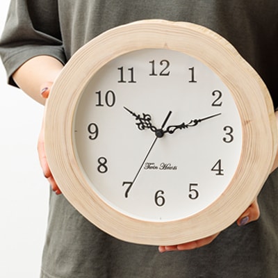 年輪時計 桧リング(厚型) 木製 電波掛時計 [30cmサイズ]