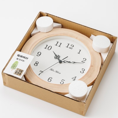 年輪時計 桧リング(厚型) 木製 電波掛時計 [30cmサイズ]