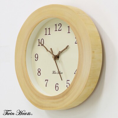 年輪時計 桧リング(厚型) 枝針 電波掛時計 [28cmサイズ]