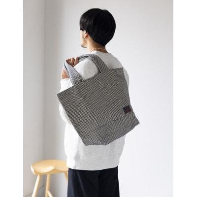 三河木綿刺子織バッグ　sasicco トート40　(グレー)