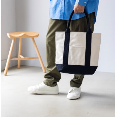 三河木綿刺子織バッグ　sasicco OBIトート　(黒)