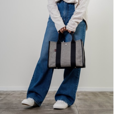 三河木綿刺子織　sasicco　スクエアトートM 　消防刺子