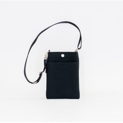 三河木綿刺子織　sasicco スマホショルダー　黒