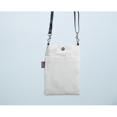 三河木綿刺し子織　sasicco　スマホショルダー　アイスグレー