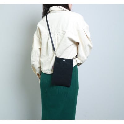 三河木綿刺し子織　sasicco　スマホショルダー　アイスグレー