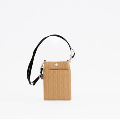 三河木綿刺し子織　sasicco スマホショルダー　カーキ