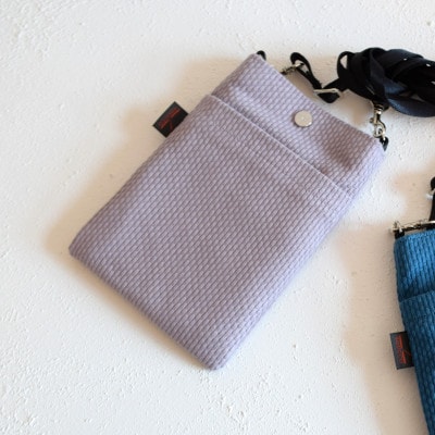 三河木綿刺し子織　sasicco　スマホショルダー　ラベンダー