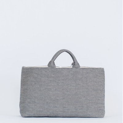 三河木綿刺し子織  sasicco 舟形トートバッグ　消防刺子