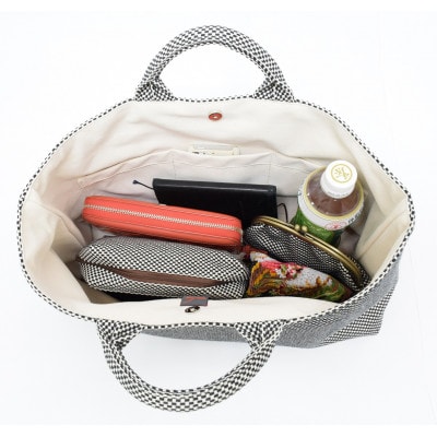 三河木綿刺し子織  sasicco 舟形トートバッグ　消防刺子