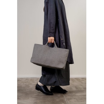 三河木綿刺し子織  sasicco 舟形トートバッグ　消防刺子