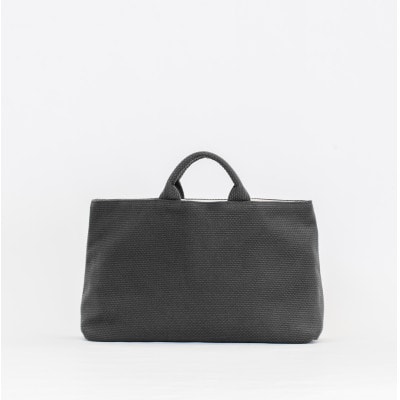 三河木綿刺し子織　sasicco 舟形トートバッグ　グレー