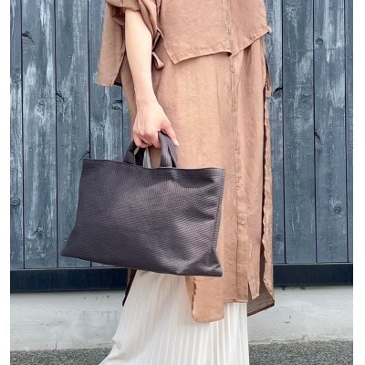 三河木綿刺し子織　sasicco 舟形トートバッグ　グレー