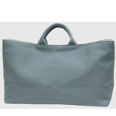 三河木綿刺し子織　sasicco 舟形トート　ブルーグレー