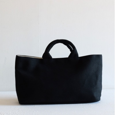 三河木綿刺し子織　sasicco 　フナガタトートミニ　黒