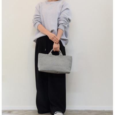 三河木綿刺し子織　sasicco 　フナガタトートミニ　黒