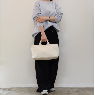 三河木綿刺し子織　sasicco フナガタトートミニ　生成