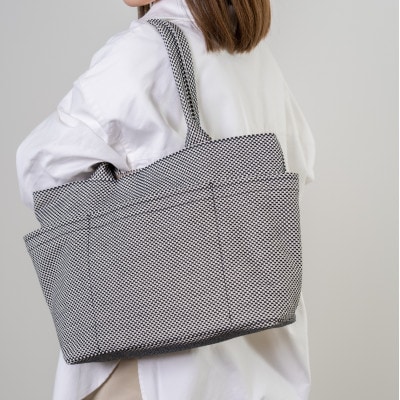 三河木綿刺し子織　sasicco 　ポッシュトートL　消防刺子