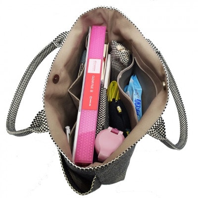 三河木綿刺し子織　sasicco 　ポッシュトートL　消防刺子