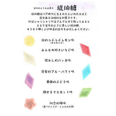 高級糸寒天100%使用　きらきらきらり甘く輝く一粒の幸せ　よび田屋の琥珀糖 4個セット