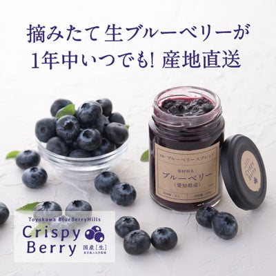 【愛知県産】クリスピーベリーセット　生ブルーベリー×1パック ブルーベリースプレッド×2個