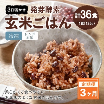 【毎月定期便】レンジ対応!3日寝かせ発芽酵素玄米ごはん 12食分【冷凍】全3回