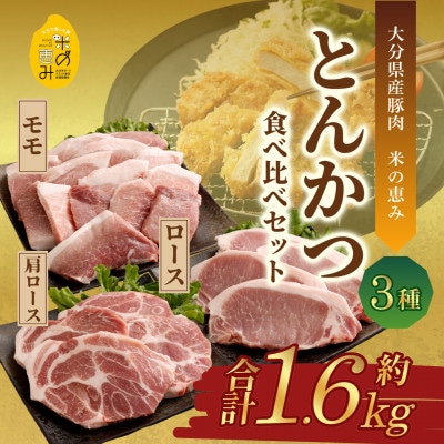 とんかつ3種食べ比べセット 約1.6kg【大分県産豚肉|米の恵み】