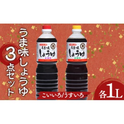 うま味しょうゆこいいろ・うすいろ3点セット　(こいいろ1本・うすいろ2本)