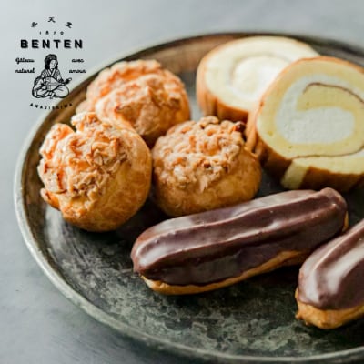 弁天堂人気のスイーツセット【クッキーシュークリーム・エクレア・ロールケーキ】　ab08801