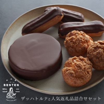 弁天堂 ザッハトルテと人気返礼品詰合せセット ザッハトルテ・シュークリーム・エクレア　ab08804