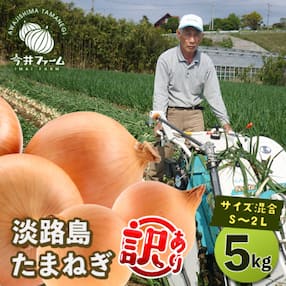 【訳アリ品】今井ファームの淡路島たまねぎ 5kg【サイズ混合S～2L】