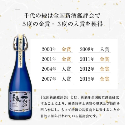 淡路の地酒千年一酒造の大吟醸「千代の縁」と「原酒淡路」(720ml)セット　as08801