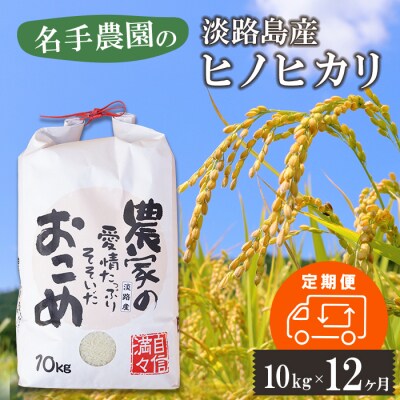 【定期便12ヶ月】名手農園の淡路島産ヒノヒカリ 10kg　an03815