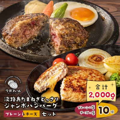 淡路島たまねぎどっさりジャンボハンバーグ プレーン&チーズセット 200g×10個　ai01885