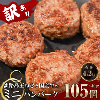 訳アリ 淡路島玉ねぎと国産牛のミニハンバーグ4.2kg　40g×105個　at04a05