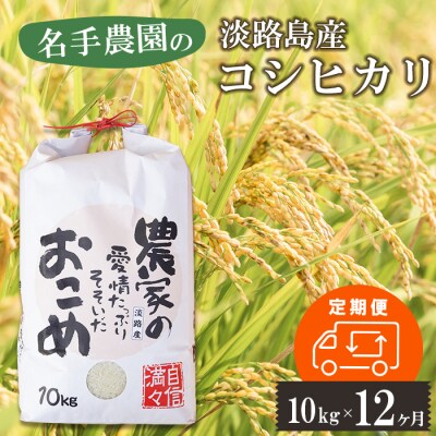 【定期便12ヶ月】名手農園の淡路島産コシヒカリ 10kg　an03021