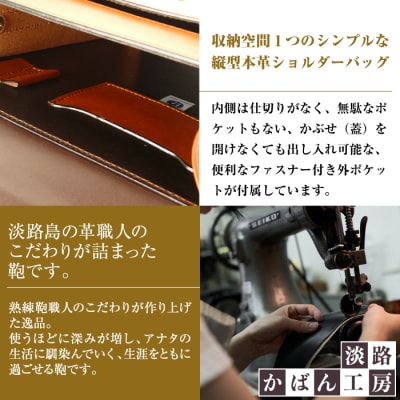本革仕様のB5縦型収納ショルダーバッグ【ビートルショルダー】(ブラウン)　ay10093