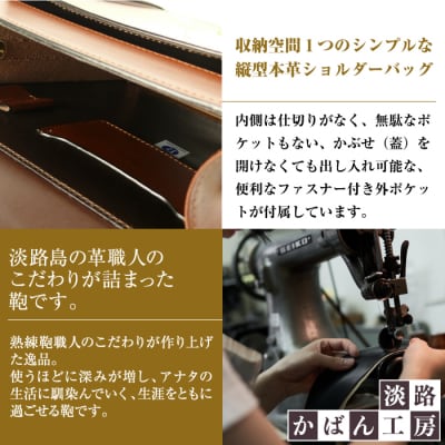本革仕様のB5縦型収納ショルダーバッグ【ビートルショルダー】(ダークブラウン)　ay10095