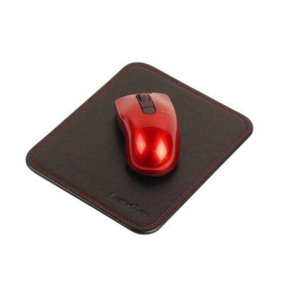本革マウスパッド【コンパクトサイズ】(ブラックレッド)*革がブラック、縫い糸がレッド　ay10102